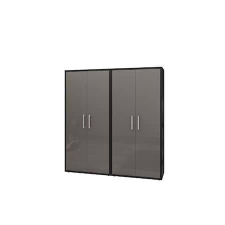 Manhattan Comfort Eiffel Storage Cabinet in Matte Black and Grey (Set of 2) 2-250BMC85